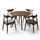 Kios 5pc Round Dining Table Set, Splayed Legs, Curved Back, Brown By The Urban Port