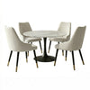 Kema 5pc Dining Table Set, Tulip Pedestal Base, Round White Marble, Black By The Urban Port