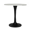 Kema 5pc Dining Table Set, Tulip Pedestal Base, Round White Marble, Black By The Urban Port