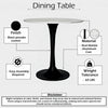 Kema 5pc Dining Table Set, Tulip Pedestal Base, Round White Marble, Black By The Urban Port