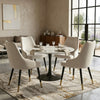 Kema 5pc Dining Table Set, Tulip Pedestal Base, Round White Marble, Black By The Urban Port