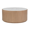 Tisa 34" Round Coffee Table | Banswara Marble Top | Organic Fluted Drum Base | Natural Brown By The Urban Port