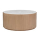 Tisa 34" Round Coffee Table | Banswara Marble Top | Organic Fluted Drum Base | Natural Brown By The Urban Port