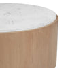 Tisa 34" Round Coffee Table | Banswara Marble Top | Organic Fluted Drum Base | Natural Brown By The Urban Port