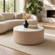Tisa 34" Round Coffee Table | Banswara Marble Top | Organic Fluted Drum Base | Natural Brown By The Urban Port