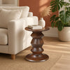 Jie Side End Table | Sculpted Pedestal Base | Walnut Brown Mango Wood | 18.5" By The Urban Port