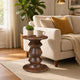 Jie Side End Table | Sculpted Pedestal Base | Walnut Brown Mango Wood | 18.5" By The Urban Port