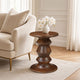 Jie Side End Table | Sculpted Pedestal Base | Walnut Brown Mango Wood | 18.5" By The Urban Port