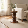 Jie Side End Table | Sculpted Pedestal Base | Walnut Brown Mango Wood | 18.5" By The Urban Port