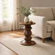 Jie Side End Table | Sculpted Pedestal Base | Walnut Brown Mango Wood | 18.5" By The Urban Port