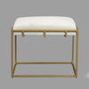 Syna 24" Modern Ottoman Bench | Glam Gold Metal Frame | Off White Boucle Upholstered Seat By The Urban Port