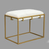 Syna 24" Modern Ottoman Bench | Glam Gold Metal Frame | Off White Boucle Upholstered Seat By The Urban Port