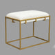 Syna 24" Modern Ottoman Bench | Glam Gold Metal Frame | Off White Boucle Upholstered Seat By The Urban Port