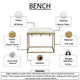 Syna 24" Modern Ottoman Bench | Glam Gold Metal Frame | Off White Boucle Upholstered Seat By The Urban Port
