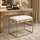 Syna 24" Modern Ottoman Bench | Glam Gold Metal Frame | Off White Boucle Upholstered Seat By The Urban Port