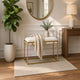 Syna 24" Modern Ottoman Bench | Glam Gold Metal Frame | Off White Boucle Upholstered Seat By The Urban Port