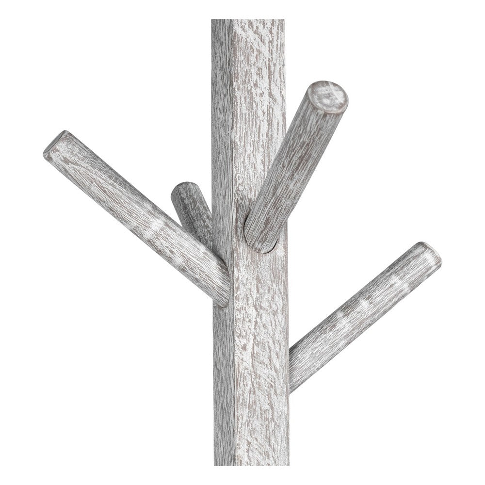 Hiya Freestanding Hat, Coat Rack | 8 Branch Hooks | Whitewash Teakwood | 72" By The Urban Port