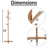 Hiya Freestanding Hat, Coat Rack | 8 Branch Hooks | Natural Brown Teakwood | 72" By The Urban Port