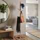Hiya Freestanding Hat, Coat Rack | 8 Branch Hooks | Natural Brown Teakwood | 72" By The Urban Port