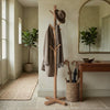 Hiya Freestanding Hat, Coat Rack | 8 Branch Hooks | Natural Brown Teakwood | 72" By The Urban Port