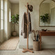 Hiya Freestanding Hat, Coat Rack | 8 Branch Hooks | Natural Brown Teakwood | 72" By The Urban Port