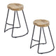 Ela 30 Inch Mango Wood Industrial Barstool Saddle Seat Iron Frame Set of 2 Brown Black By The Urban Port UPT-37900-2
