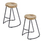 Ela 30 Inch Mango Wood Industrial Barstool Saddle Seat Iron Frame Set of 2 Brown Black By The Urban Port UPT-37900-2