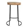 30 Inch Handcrafted Backless Counter Height Barstool Natural Brown Mango Wood Saddle Seat Black Iron Base By The Urban Port UPT-37900-F