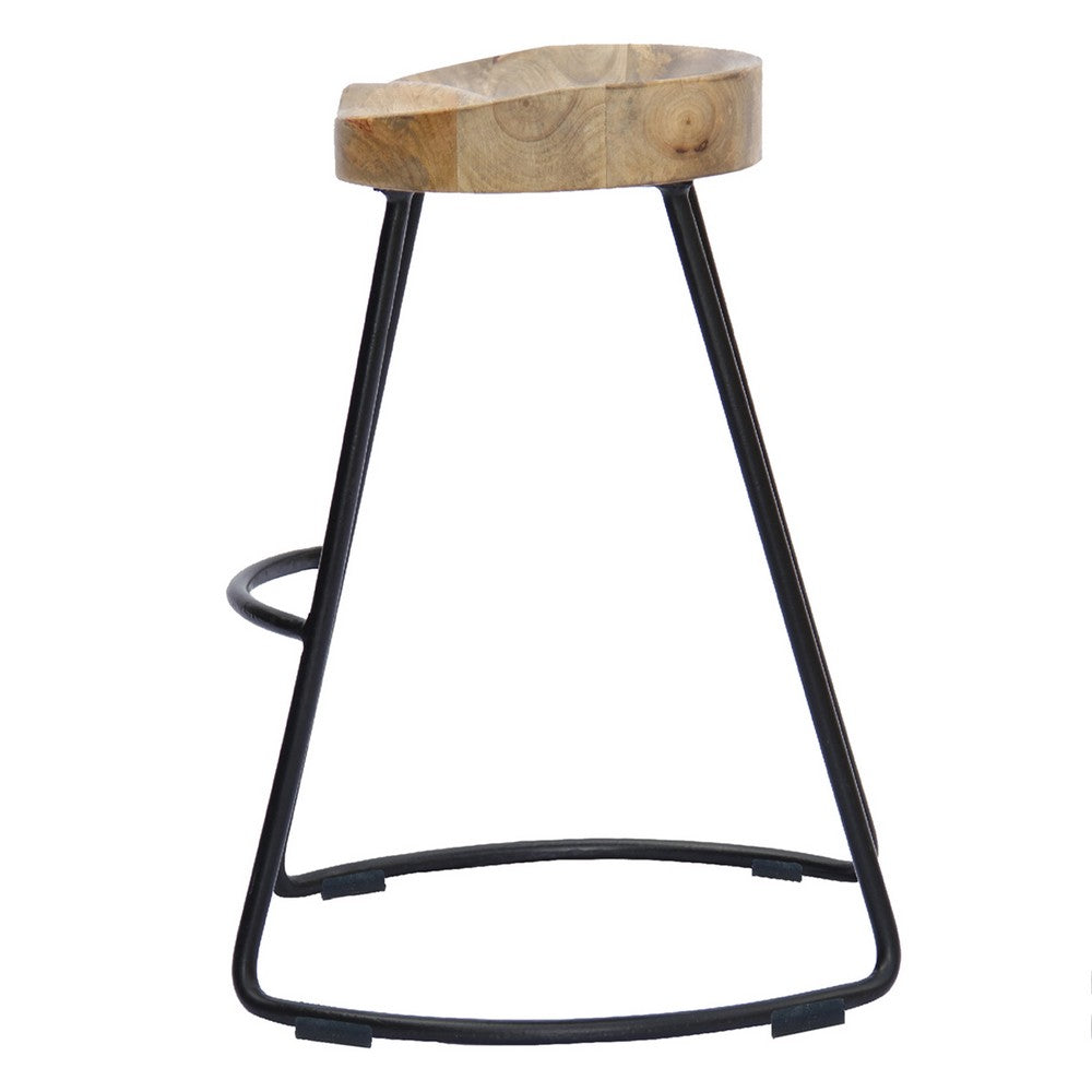 30’’ Saddle Seat Bar Stool with Metal Legs Brown and Black By The Urban Port UPT-37900