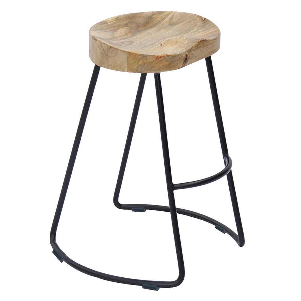 30’’ Saddle Seat Bar Stool with Metal Legs Brown and Black By The Urban Port UPT-37900
