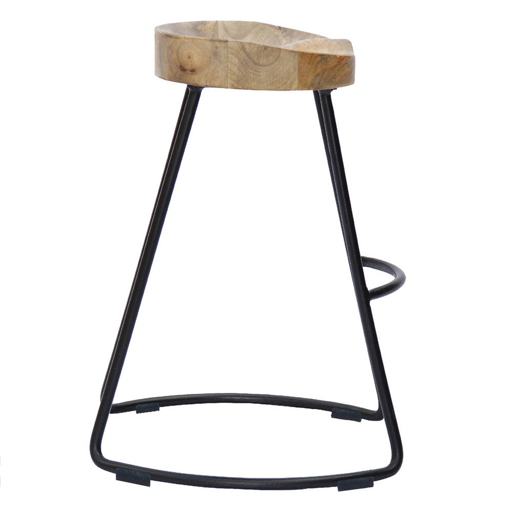 30’’ Saddle Seat Bar Stool with Metal Legs Brown and Black By The Urban Port UPT-37900