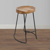 Ela 24 Inch Counter Height Stool, Mango Wood Saddle Seat, Iron Frame, Brown and BlackBy The Urban Port