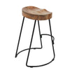 Ela 24 Inch Counter Height Stool, Mango Wood Saddle Seat, Iron Frame, Brown and BlackBy The Urban Port