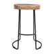 Ela 24 Inch Counter Height Stool, Mango Wood Saddle Seat, Iron Frame, Brown and BlackBy The Urban Port