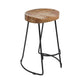 Ela 24 Inch Counter Height Stool, Mango Wood Saddle Seat, Iron Frame, Brown and BlackBy The Urban Port