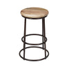 24 Inch Mango Wood Counter Height Barstool With Iron Base, Brown And Black By The Urban Port