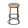 24 Inch Mango Wood Counter Height Barstool With Iron Base, Brown And Black By The Urban Port