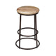 24 Inch Mango Wood Counter Height Barstool With Iron Base, Brown And Black By The Urban Port