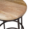 24 Inch Mango Wood Counter Height Barstool With Iron Base, Brown And Black By The Urban Port