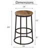 24 Inch Mango Wood Counter Height Barstool With Iron Base, Brown And Black By The Urban Port