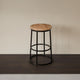 24 Inch Mango Wood Counter Height Barstool With Iron Base, Brown And Black By The Urban Port