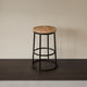 24 Inch Mango Wood Counter Height Barstool With Iron Base, Brown And Black By The Urban Port