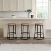 24 Inch Mango Wood Counter Height Barstool With Iron Base, Brown And Black By The Urban Port