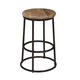24 Inch Mango Wood Counter Height Barstool With Iron Base, Brown And Black By The Urban Port