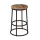 24 Inch Mango Wood Counter Height Barstool With Iron Base, Brown And Black By The Urban Port
