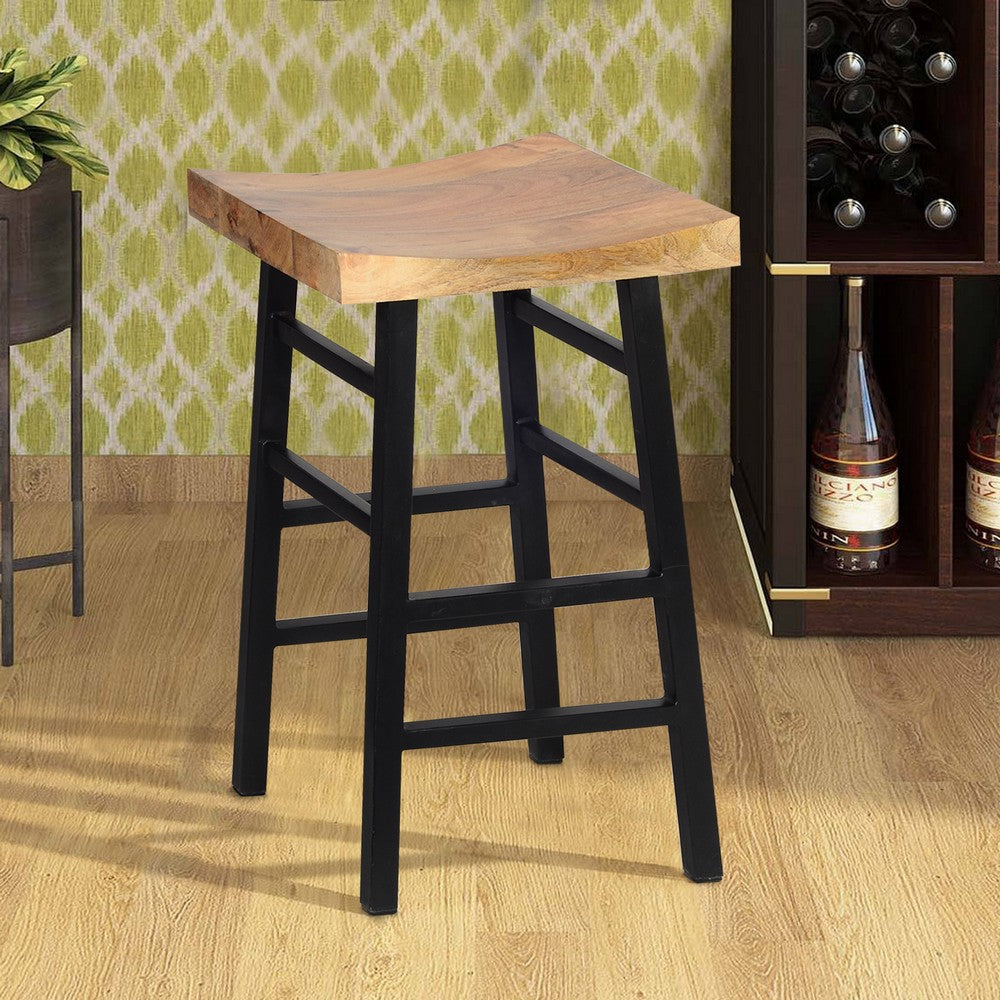 30’’ Wooden Saddle Seat With Ladder Base Brown and Black By The Urban Port UPT-636042216