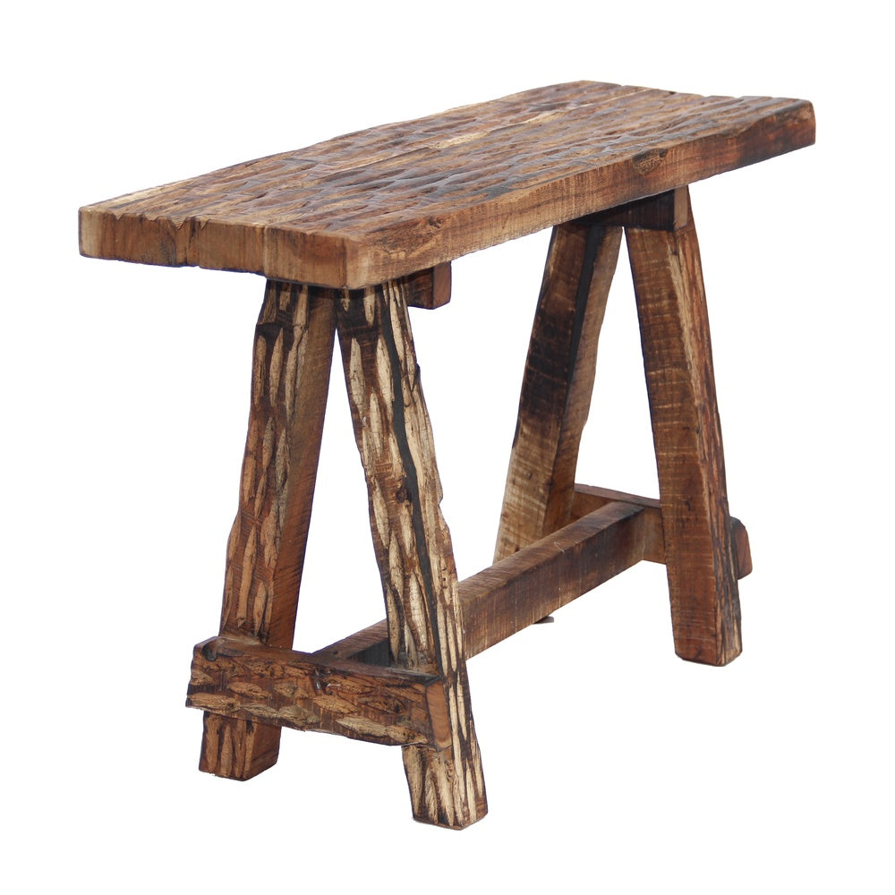 Wooden Garden Patio Bench With Retro Etching, Cappuccino Brown By The Urban Port