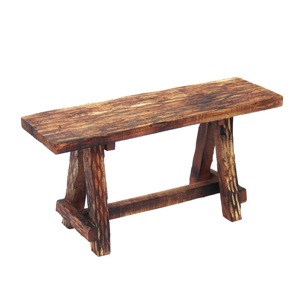 Wooden Garden Patio Bench With Retro Etching, Cappuccino Brown By The Urban Port
