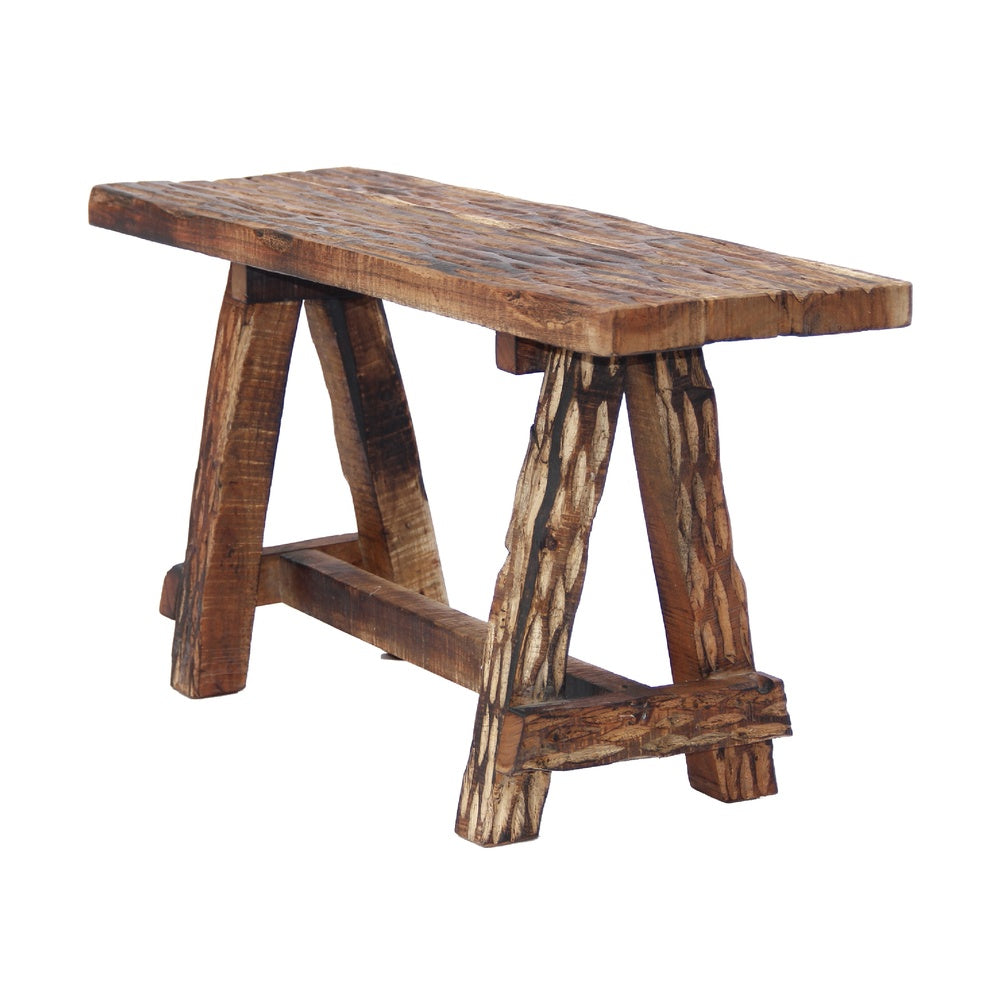 Wooden Garden Patio Bench With Retro Etching, Cappuccino Brown By The Urban Port