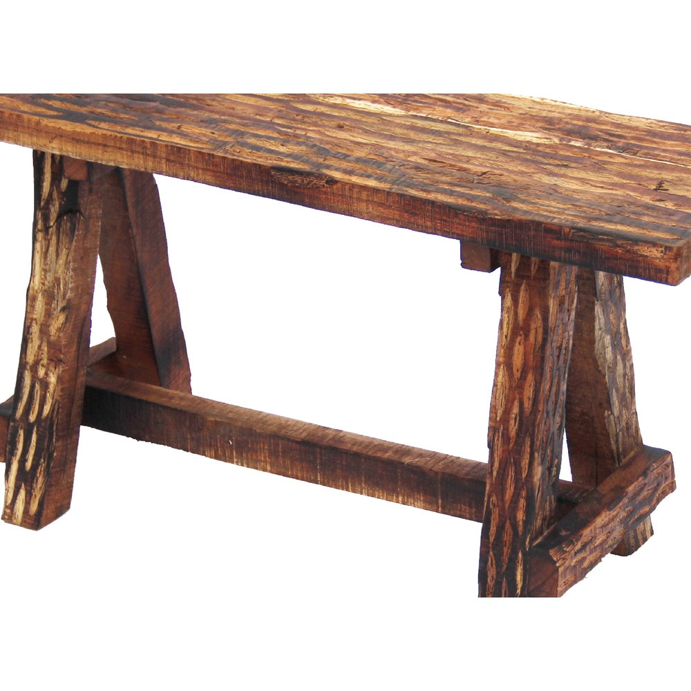 Wooden Garden Patio Bench With Retro Etching, Cappuccino Brown By The Urban Port